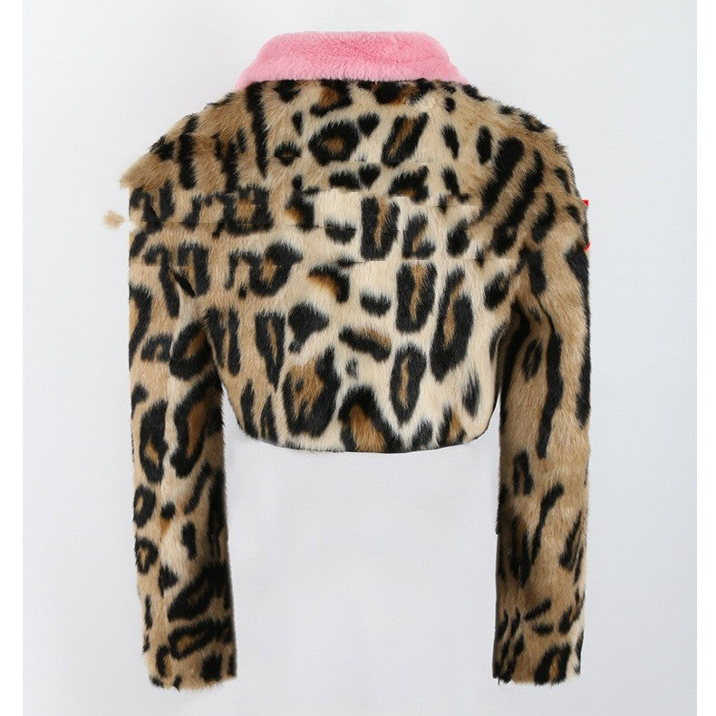 Leopard Print Faux Fur Coat Women's Autumn And Winter