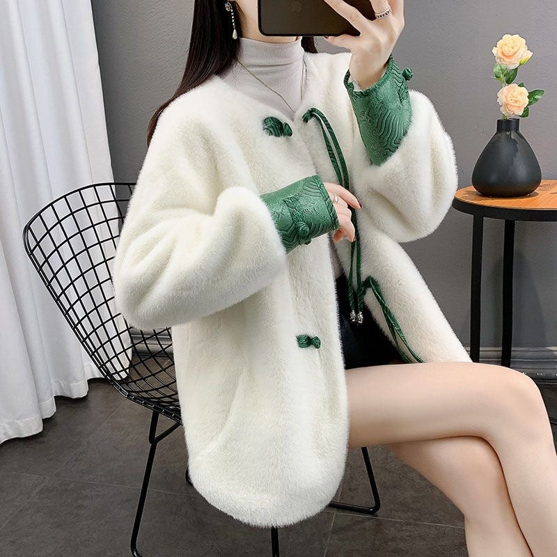 New Chinese Style Mink-like Wool Leather Fur Coat