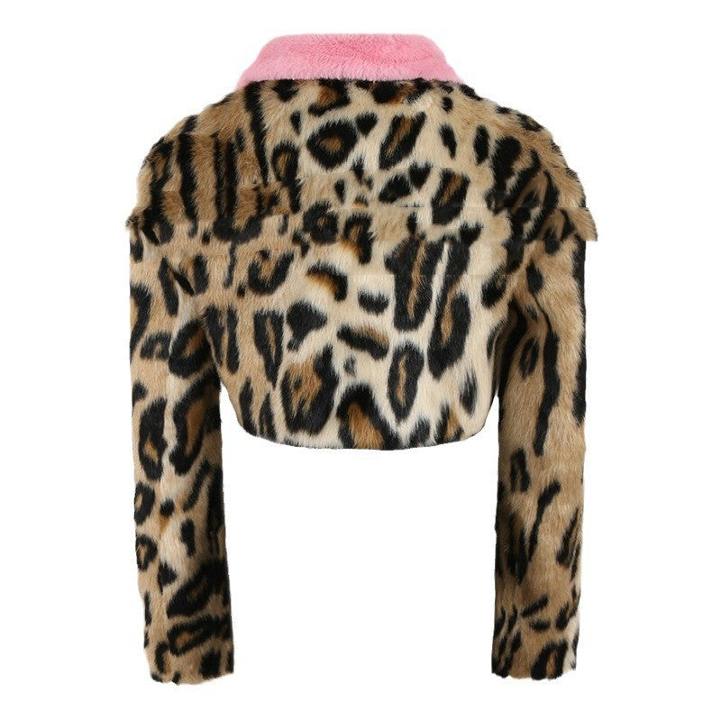 Leopard Print Faux Fur Coat Women's Autumn And Winter
