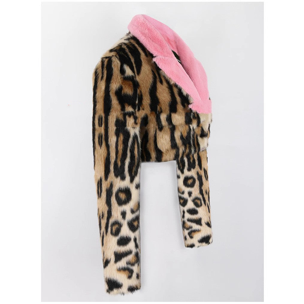 Leopard Print Faux Fur Coat Women's Autumn And Winter