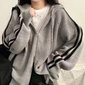 Fashion Temperament Leisure Drawstring Hooded Knit Cardigan Ladies