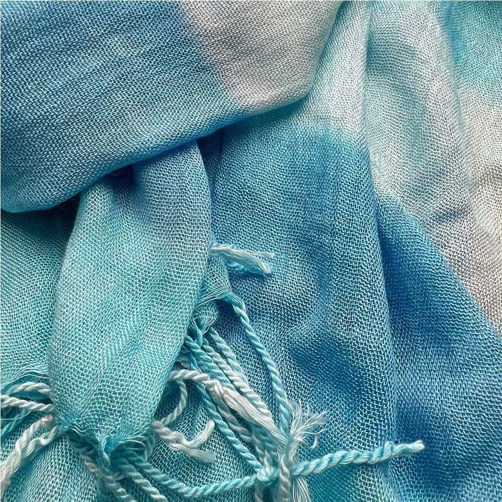 Turquoise Watercolor Printed Scarf For Women Men