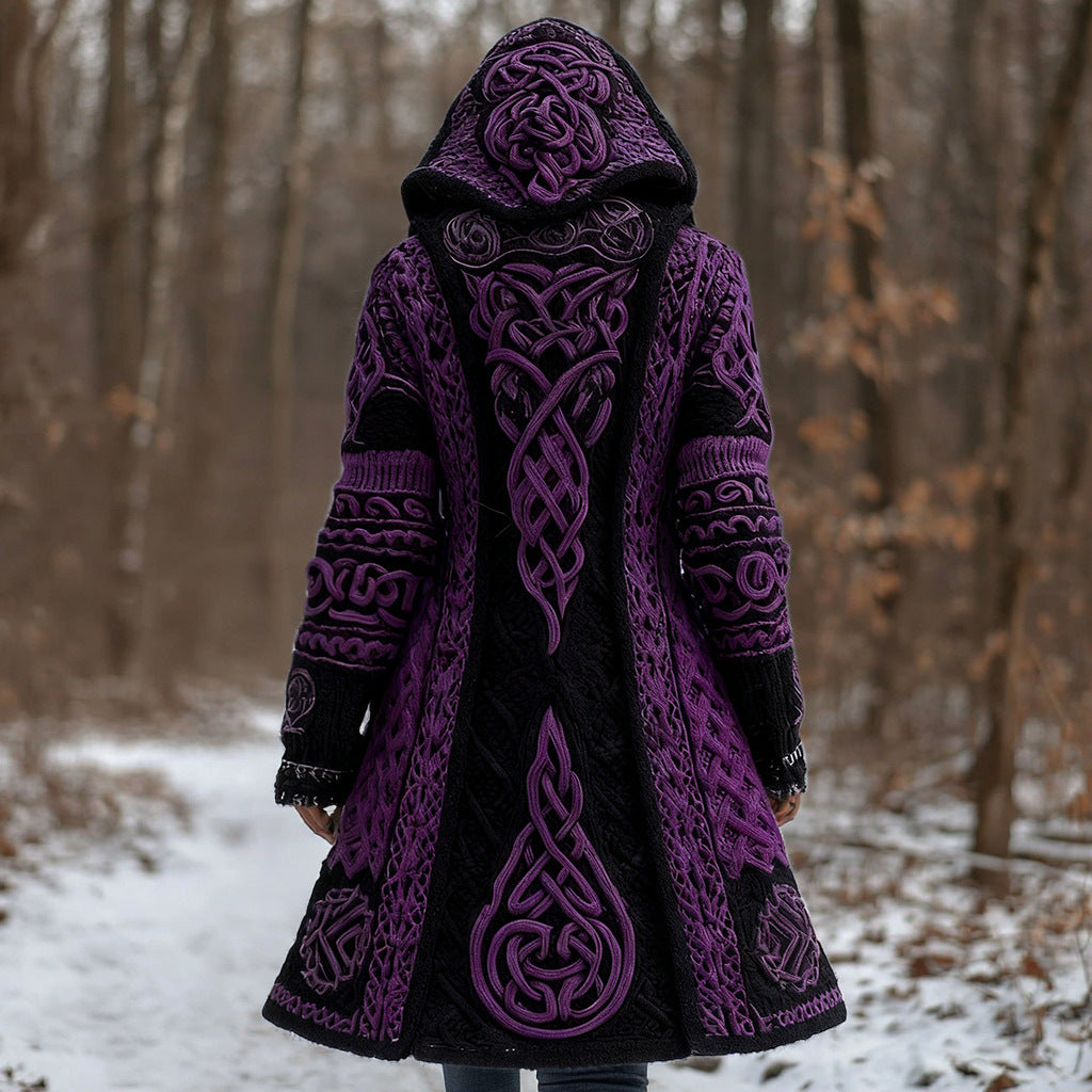 Long Loose-fitting Hooded Coat With A 3D Digital Print
