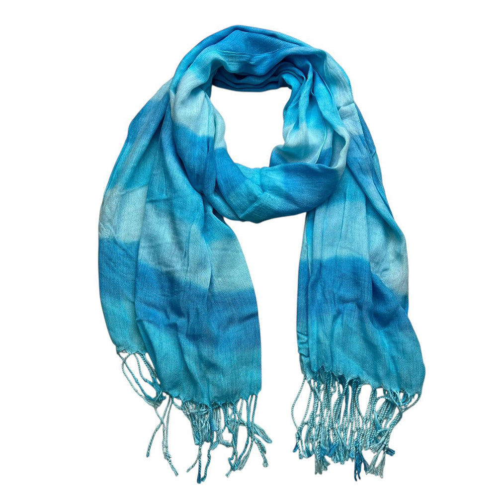 Turquoise Watercolor Printed Scarf For Women Men